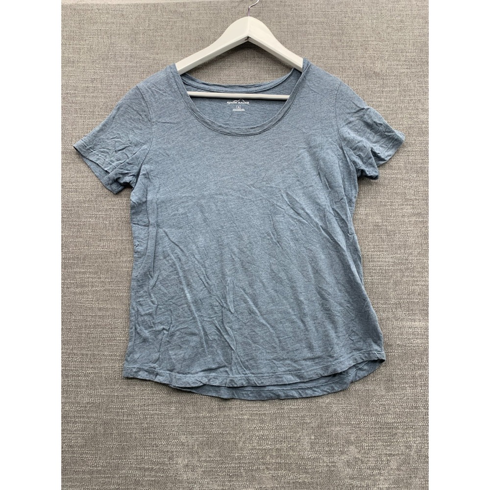 Eddie Bauer Short Sleeve T Shirt Womens Medium Heather Blue Cotton Scoop Neck